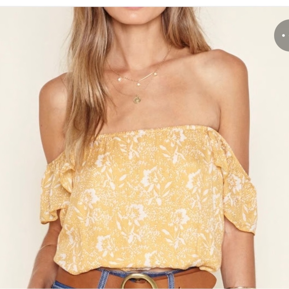 Amuse Society Yellow Floral Off-Shoulder Blouse
